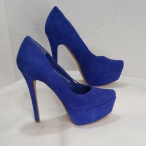 Jessica Simpson Blue Suede High Heels Stiletto  Platform Pumps  Size 7